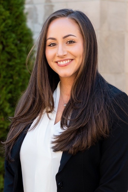 Evy Stradley in her white coat.