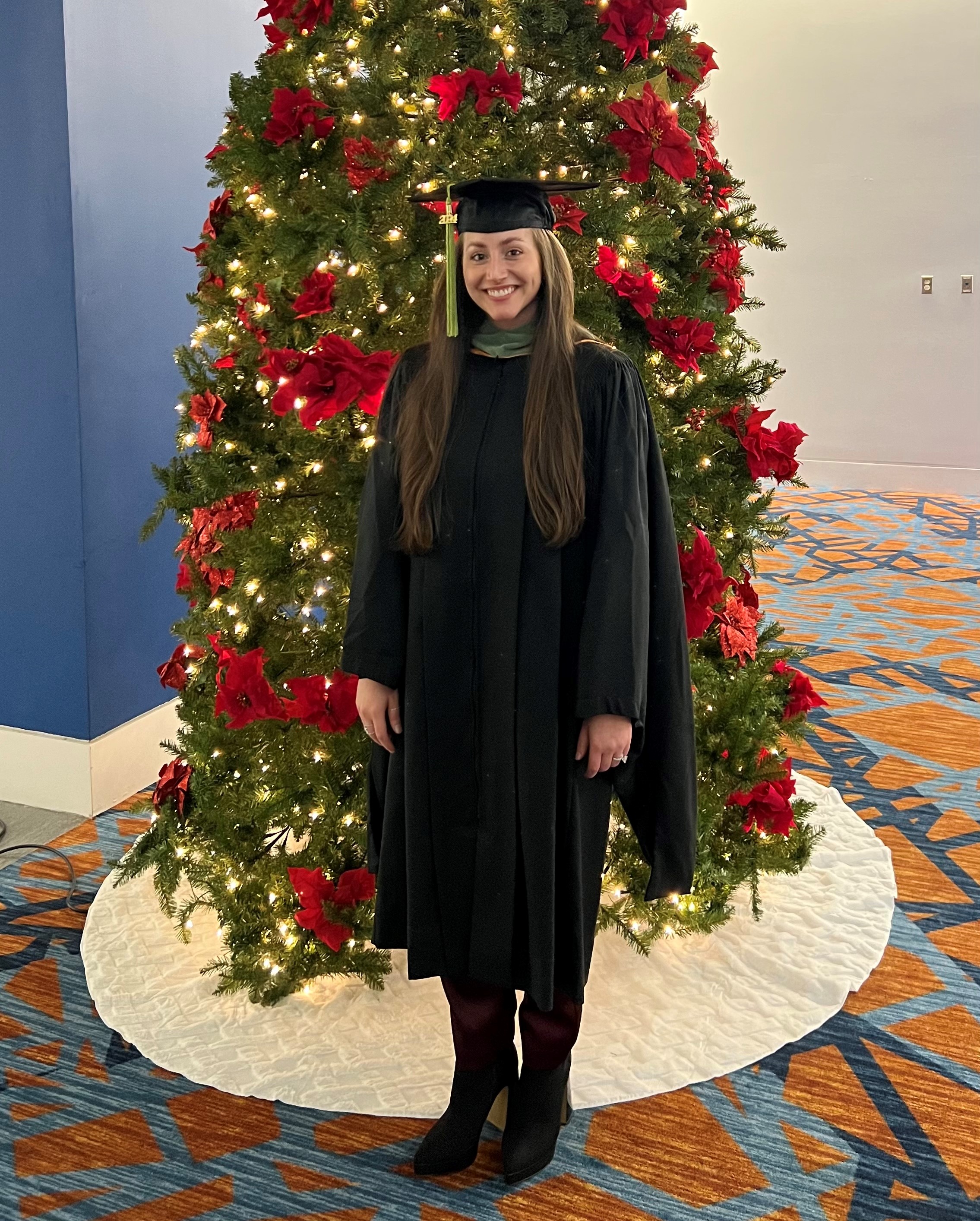 Evy Stradley in her white coat.