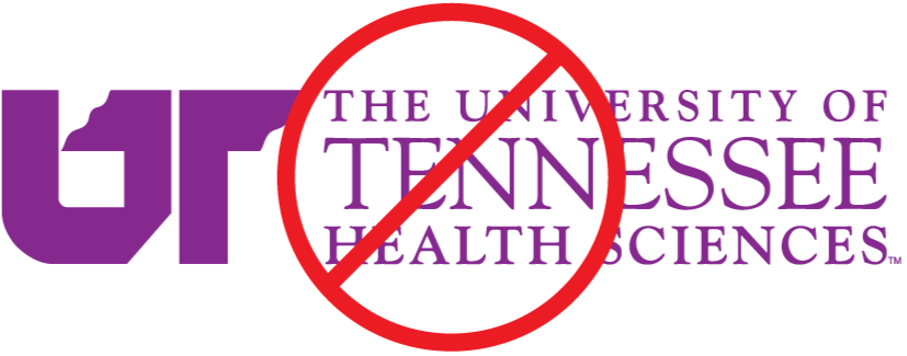 Example of the UTHS logo that is using a color that is not brand and not approved.