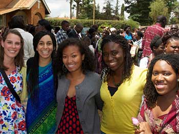 five females smiling for the camer