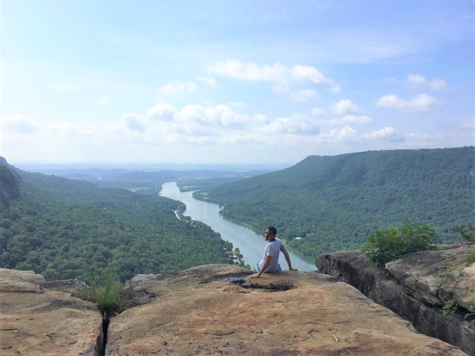 Resident sitting at Signal Point overlooking the Tennessee River.