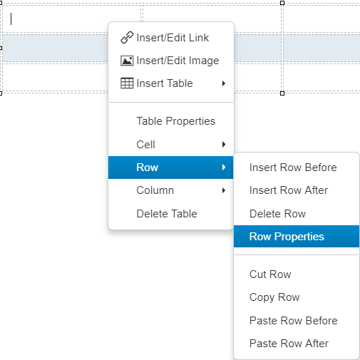 Row properties