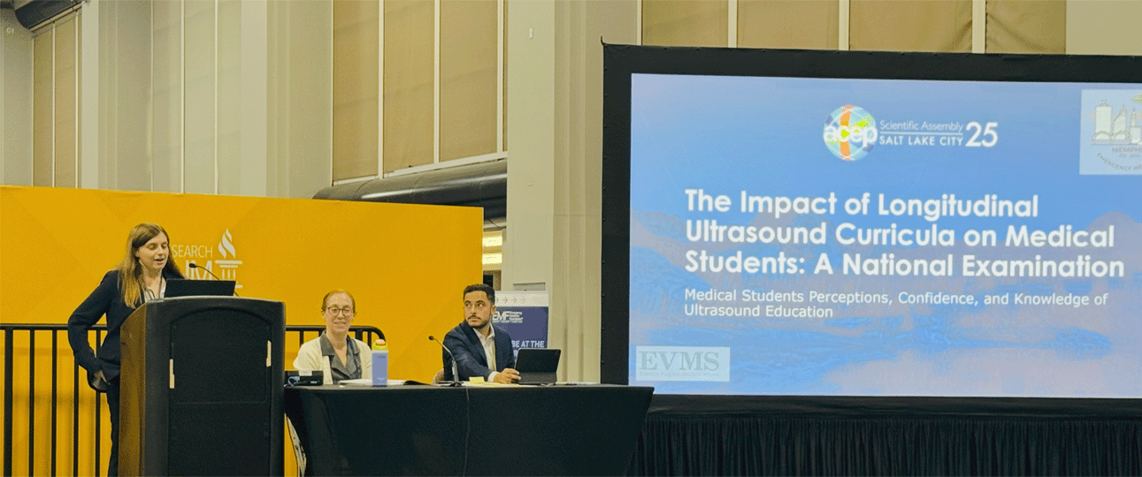 Resident speaking at a podium