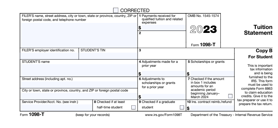 Image of the 1098-T form