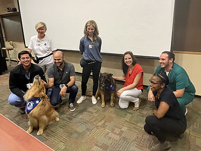 Residents with therapy dogs