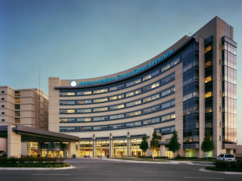 Outside view  of Jackson Madison County General Hospital 