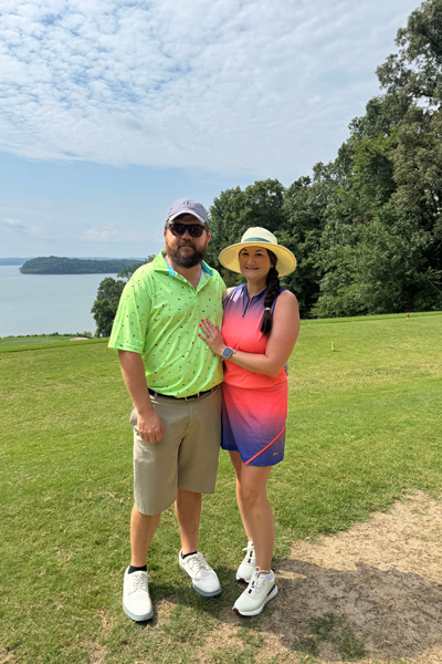 Residents by the lake at a golf course