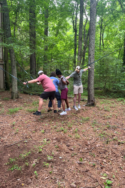 residents teambuilding with ropes