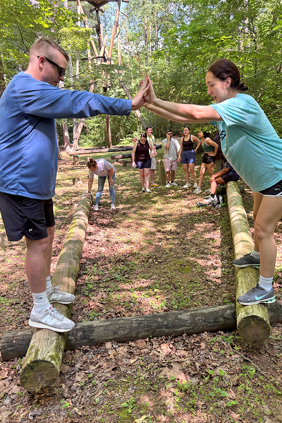 Residents in an outdoor training exercise