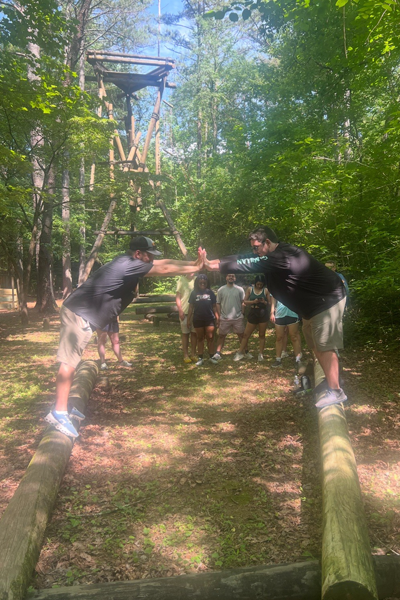 Residents in an outdoor training exercise