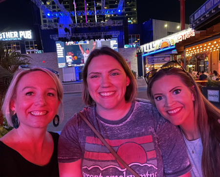 Female residents outside a concert venue