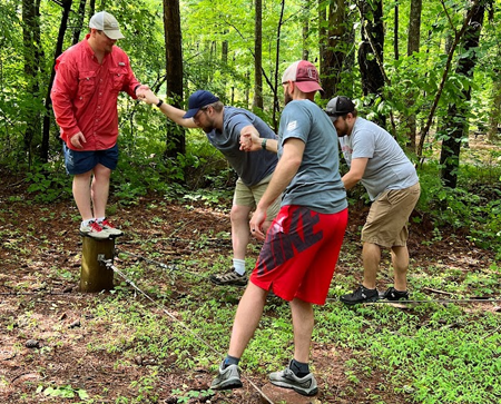 residents outside at a team building event