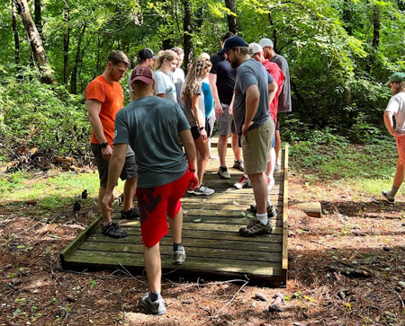 residents outside at a team building event