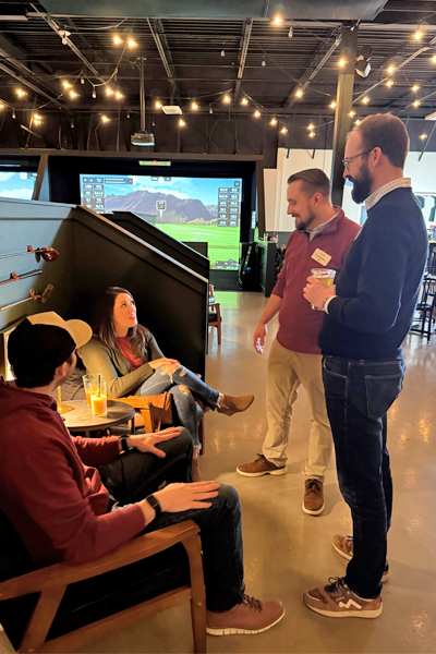 Residents sitting in a restaurant talking