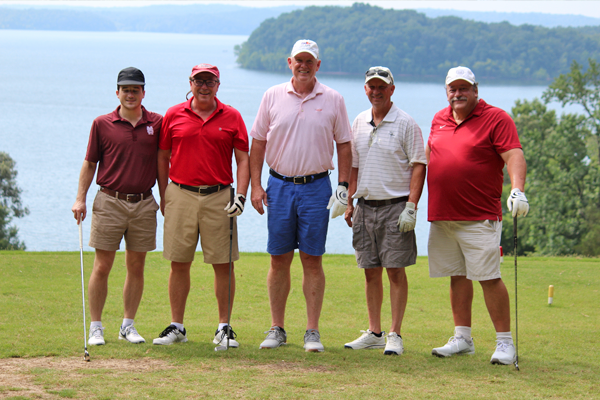 Male residents on a golf course