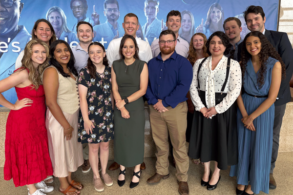 Residents in a group photo during orientation week