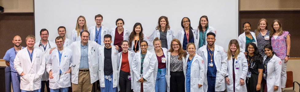 med peds residents outside by a UT sign