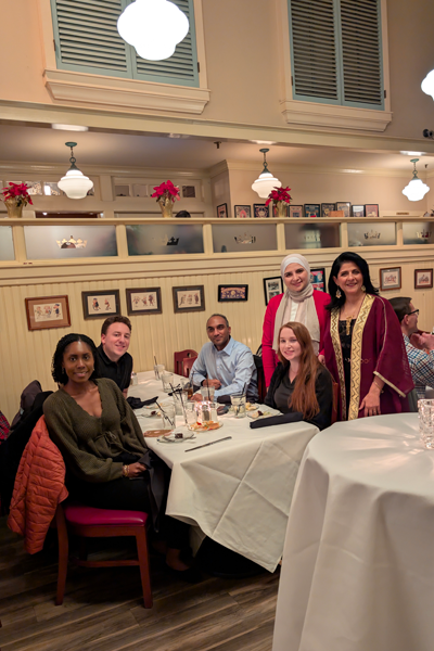 Group photo in a restaurant setting