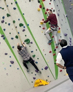 Wall climbing at annual fellowship retreat