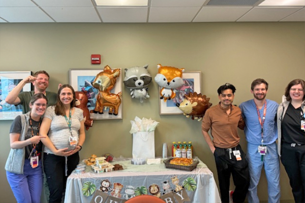 Residents at a baby shower