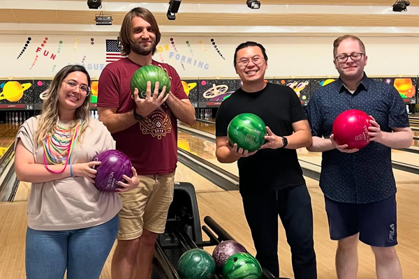 Fellows at the bowling alley