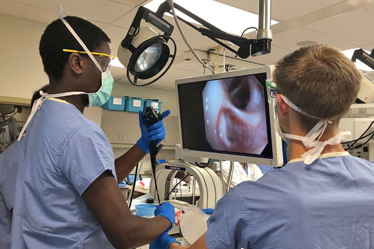 Fellows training in the operating room