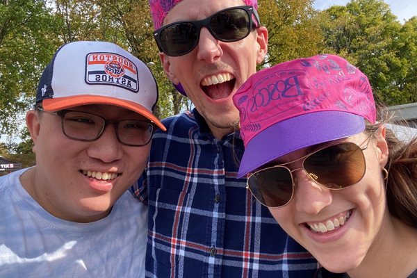 Three fellows taking a selfie outside