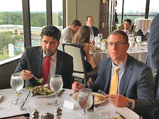 Residents eating at a party